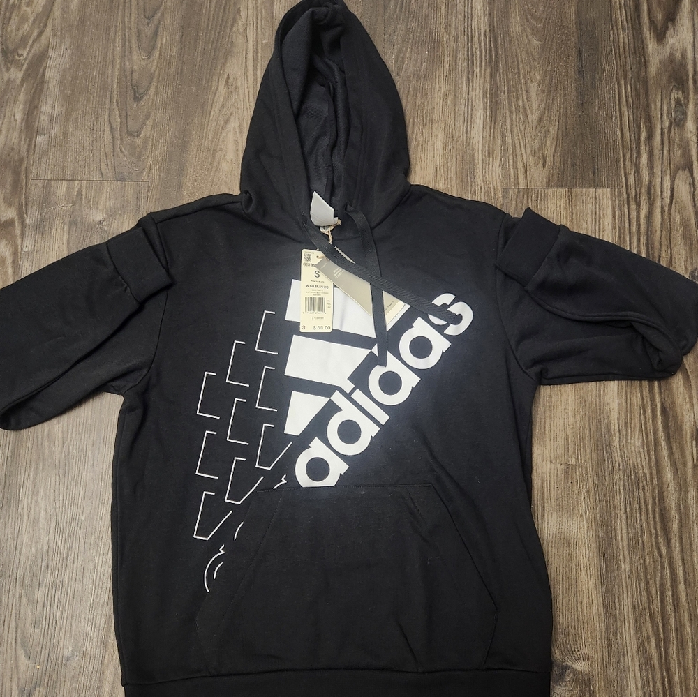 BWT Adidas Womens Hoodie Sweatshirt Logo Originals Black/White Sz S/Small